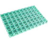 SMD/SMT Resistor Capacitor Box Organizer, Component Storage Boxes, Electronic Parts Organizer Kit with Secure Lids, 25x30x20mm Container for Resistors, Capacitors, LED, IC Chips(Green)