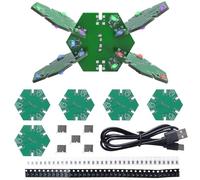SMD Soldering Practice Kit, PEMENOL 5 Pcs Splicable Creative PCB with Flash LEDs DIY Soldering Project Electronic Kit for STEM Education Learning Desktop Decoration(Hexagon)