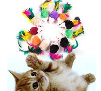 SMDARROY 100Pcs Cat Mouse Toys Feather Mouse Interactive Mini Funny Animal Playing Toys for Cats Kitten