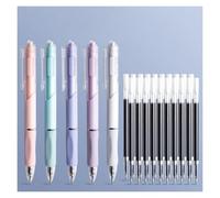 SMDLG Multipurpose Plastic Pens With Soft Grip 0.5mm Black Gel Pens Optimal Flow No Skips Ideal For School Journaling Office Writing portable(5 Pen+20 Refills)