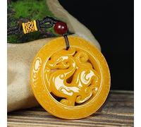 SMDSAZ Green Jade Antique Dragon Jade Pendant Jewelry Lucky Exorcise Evil Spirits Amulet Jade Pendant Jade Jade Necklace (Gem Color : Yellow)