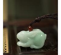 SMDSAZ Natural Emerald Chinese Zodiac Pendant Necklace Jewellery Fashion Ccessories Hand-Carved Man Woman (Gem Color : Rabbit)