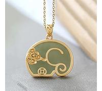 SMDSAZ Natural Hetian Jade Elephant Pendant Necklace Ladies Chinese Exquisite Ladies Jewelry (Gem Color : Green, Length : 45cm)