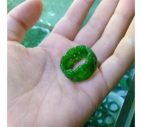 SMDSAZ Natural Jade Dry Blue Hollow Carved Jade Ring, Jade Ring, Jade Ring (Color : Inner diameter19mm)