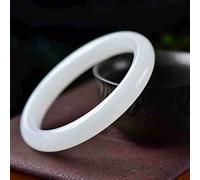 SMDSAZ Natural White Jade Bangle Jewelry Women Real Jades Stone Lucky Amulet Bracelets Handmade Nephrite Bangles (Gem Color : 58-60mm)
