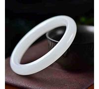 SMDSAZ Natural White Jade Bangle Jewelry Women Real Jades Stone Lucky Amulet Bracelets Handmade Nephrite Bangles (Gem Color : 56-58mm)