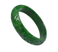 SMDSAZ Real Burma Jade Bangle Green Emerald Hand-Carved Exquisite Amulet Bracelet Women Jewelry Grade Jadeite Bangle