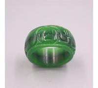 SMDSAZ Women's Green Jadeite Jade Ring For Women Man (Ring Size : Inner diameter18mm)