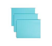 Smead Colored Hanging File Folder with Tab, 1/5-Cut Adjustable Tab, Letter Size, Aqua, 25 per Box (64058)