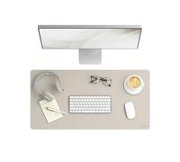 Smead Desk Pad, Vegan Leather Desk Mat with Non-Slip Faux Suede Backing, Perfect Desk Organizer for Office Decor, 31.5” x 15.7” Medium, Sandstone (64831)