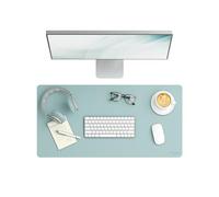 Smead Desk Pad, Vegan Leather Desk Mat with Non-Slip Faux Suede Backing, Perfect Desk Organizer for Office Decor, 31.5” x 15.7” Medium, Superior Blue (64835)