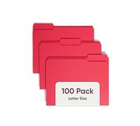 Smead File Folder, 1/3-Cut Tab, Letter Size, Red, 100 per Box (12743)