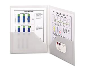 Smead Frame View Poly Two-Pocket Folder, Letter Size, Oyster, 5 per Pack (87706) (Pack of 1)