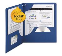 Smead Lockit Two-Pocket Folder, Leatherette Stock, 11 x 8-1/2, Dark Blue, 25/Box (87982) by Smead