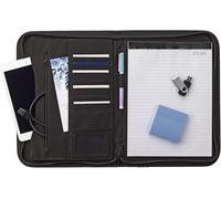 Smead Nylon Covered Pad Folio, Zipper Closure, Letter Size, Black, Includes Lined Notepad (85845)