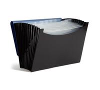 Smead Poly Expanding File Folder, 12 Pockets, 12 Customizable Tiered Tabs, Flap and Cord Closure, Letter Size, Wave Pattern Blue/Black (70863)