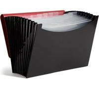 Smead Poly Frequency Expandable File Folders Letter Size, 12 Pockets, Flap & Cord Closure, Red/Black (70866)