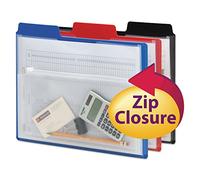 Smead Poly Project Organizer with Zip Pouch, 1/3-Cut Tab, 1/2” Expansion, Letter Size, Assorted Colors, 3 per Pack (89614)