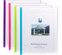 Smead Poly Report Cover with Sliding Bar, 25 Sheet Capacity, Letter Size, 24 Count (Clear Cover/Assorted Spine)