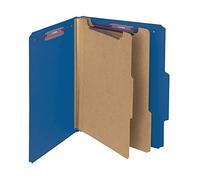 Smead Pressboard Classification File Folder with SafeSHIELD Fasteners, 2 Dividers, 2" Expansion, Letter Size, Dark Blue, 10 per Box (14032)