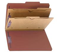 Smead Pressboard Classification File Folder with SafeSHIELD Fasteners, 2 Pocket Dividers, 2" Expansion, Legal Size, Red, 10 per Box (19079)