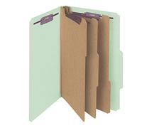 Smead Pressboard Classification File Folder with SafeSHIELD Fasteners, 3 Dividers, 3" Expansion, Legal Size, Gray/Green, 10 per Box (19091)