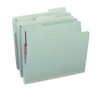 Smead Pressboard File Folder with SafeSHIELD® Fasteners, 2 Fasteners, 1/3-Cut Tab, 1" Expansion, Letter Size, Gray/Green, 25 per Box (14931)