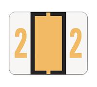 Smead SMD67372 Single Digit End Tab Labels, Number 2, Light Orange-On-White, 500, White