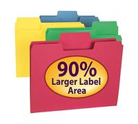 Smead SuperTab File Folder, Oversized 1/3-Cut Tab, Letter Size, Assorted Primary Colors, 24 per Pack (11956)