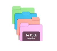 Smead SuperTab File Folders, Oversized 1/3-Cut Tab, Letter Size, Assorted Bright Colors, 24 per Pack (11957)