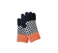 SMED Warm gloves contrasting color checkerboard finger outdoor cold-proof riding windproof anti-freeze gloves, orange, one size fits all