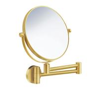 Smedbo Brushed Brass Double Sided Mirror - Wall Mounted Extendable Swing Arm Swivel 7x Magnification Bathroom Makeup or Shaving