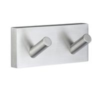 Smedbo Brushed Chrome Double Towel Hook Rail 40mm X 90mm Wall Mounted Bathroom Rectangular Robe Hooks Clothes Hanger Coat Peg