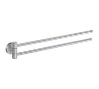 Smedbo Brushed Chrome Swing Arm Double Towel Rail 44Cm/17.3" Wall Mounted With Concealed Screws Bathroom Towel Holder