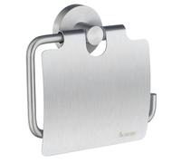Smedbo Brushed Chrome Toilet Roll Holder with Lid