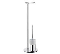 Smedbo FK312P Outline Toilet Roll Holder with Brush, Polished Chrome/Porcelain