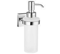 Smedbo House - Holder In Polished Chrome With Frosted Glass Soap Dispenser Wall Mounted