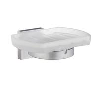 Smedbo Frosted Glass Soap Dish Tray And Brushed Chrome Wall Mounted Holder With Concealed Screws For Bath Shower Bathroom