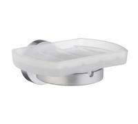 Smedbo Frosted Glass Soap Dish Tray And Brushed Chrome Wall Mounted Holder With Concealed Screws For Bath Shower Bathroom