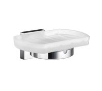 Smedbo UK Frosted Glass Soap Dish with Chrome Holder Wall Mount in Silver Smedbo UK Silver