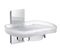 Smedbo Holder with Glass Soap Dish, Polished Chrome ZK342 Pool, Silver, 9.4 x 12.3 x 13.5 cm