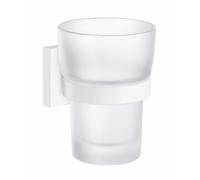 Smedbo Frosted Glass Tumbler With Non Rust Brass Wall Mount Holder