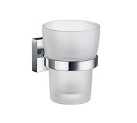 Smedbo Holder with Glass Tumbler, Polished Chrome RK343 House, Silver, 7.5 x 10 x 14.5 cm