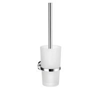 Smedbo Home Toilet Brush with Container, Frosted Glass, Silver, 10.8 x 11 x 41 cm