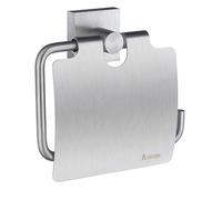 Smedbo "House Chromed Matt Toilet Roll Holder with Lid, Silver