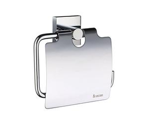Smedbo "House" Chromed Toilet Roll Holder with Lid, Polished Chrome, Silver, 11.5 x 11.2 x 4.5 cm