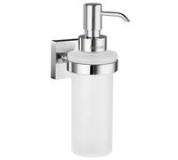 Smedbo House Holder with Soap Dispenser, Frosted Glass, Silver, 6.2 x 9.5 x 23.5 cm