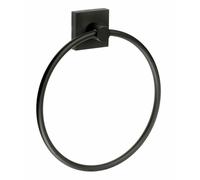 Smedbo Matt Black Towel Ring (W)17cm Wall Mounted with Concealed Screws Bathroom Towel Holder