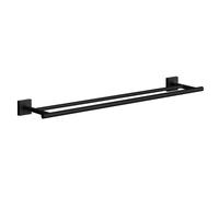 Smedbo Matt Black Double Towel Rail 64.8cm/25.5" Wall Mounted with Concealed Screws Bathroom Towel Holder