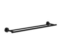 Smedbo Matt Black Double Towel Rail 64.8cm/25.5" Wall Mounted with Concealed Screws Bathroom Towel Holder